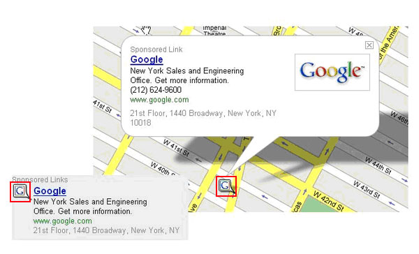 google maps logo. Google Maps uses their ad.